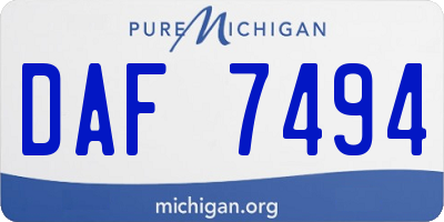 MI license plate DAF7494