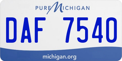 MI license plate DAF7540
