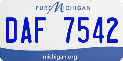 MI license plate DAF7542