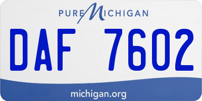 MI license plate DAF7602