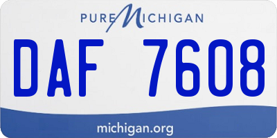 MI license plate DAF7608