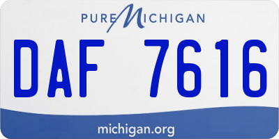 MI license plate DAF7616