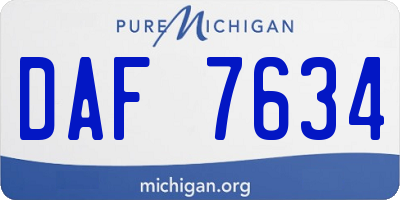 MI license plate DAF7634