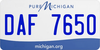MI license plate DAF7650