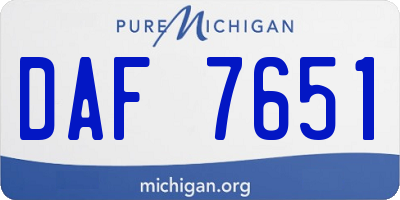 MI license plate DAF7651