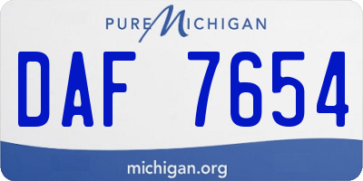 MI license plate DAF7654