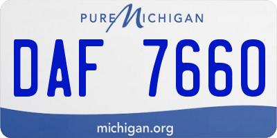 MI license plate DAF7660
