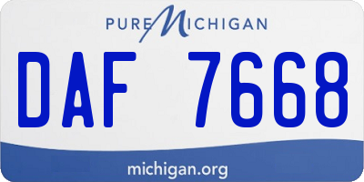MI license plate DAF7668