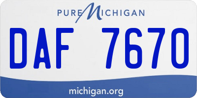 MI license plate DAF7670