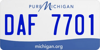 MI license plate DAF7701