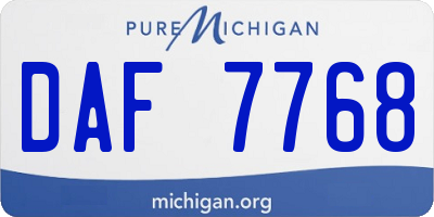 MI license plate DAF7768