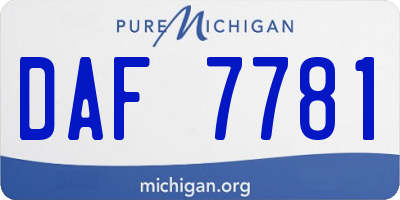 MI license plate DAF7781