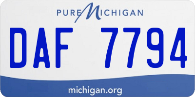 MI license plate DAF7794