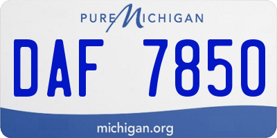 MI license plate DAF7850