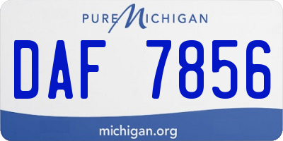 MI license plate DAF7856