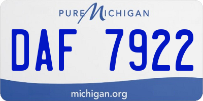 MI license plate DAF7922
