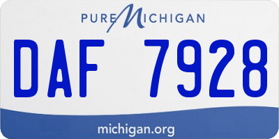 MI license plate DAF7928