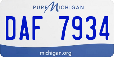 MI license plate DAF7934