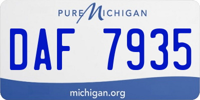MI license plate DAF7935