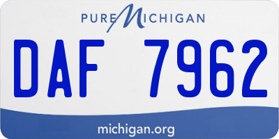 MI license plate DAF7962