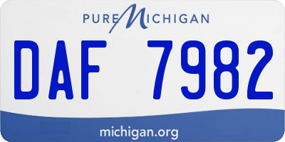 MI license plate DAF7982