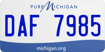 MI license plate DAF7985