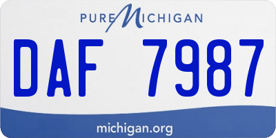 MI license plate DAF7987