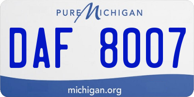 MI license plate DAF8007