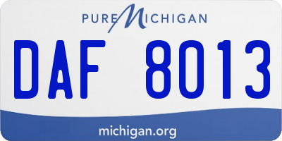 MI license plate DAF8013