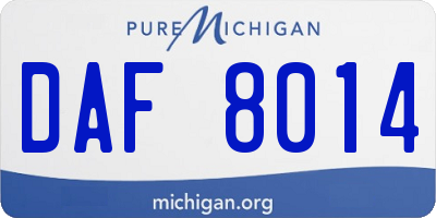 MI license plate DAF8014
