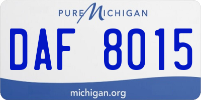 MI license plate DAF8015