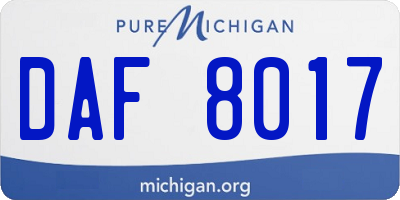 MI license plate DAF8017