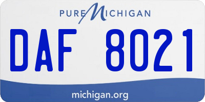 MI license plate DAF8021