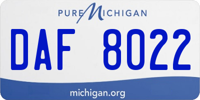 MI license plate DAF8022