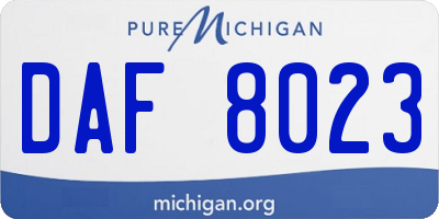 MI license plate DAF8023