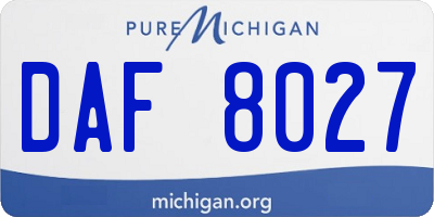 MI license plate DAF8027