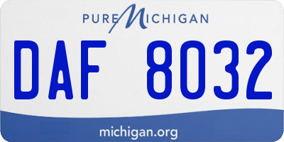 MI license plate DAF8032