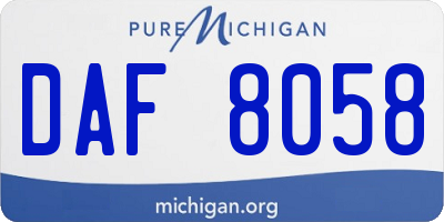 MI license plate DAF8058