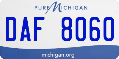 MI license plate DAF8060