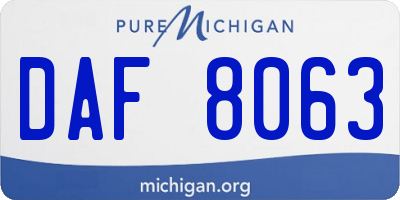 MI license plate DAF8063