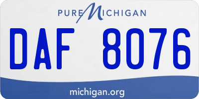 MI license plate DAF8076