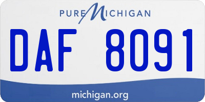 MI license plate DAF8091