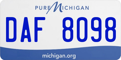 MI license plate DAF8098