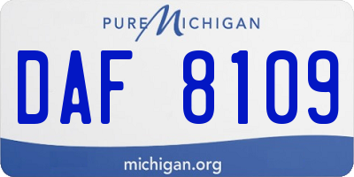 MI license plate DAF8109