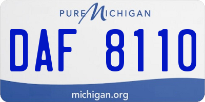 MI license plate DAF8110