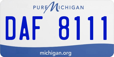 MI license plate DAF8111