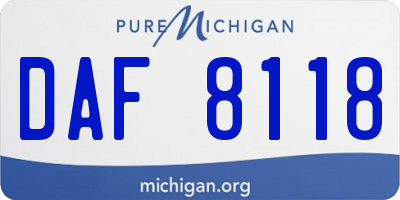 MI license plate DAF8118