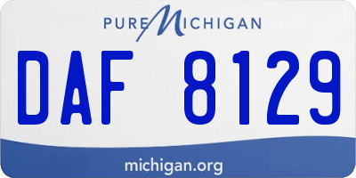 MI license plate DAF8129