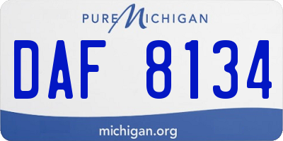 MI license plate DAF8134