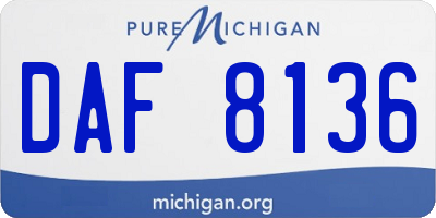 MI license plate DAF8136